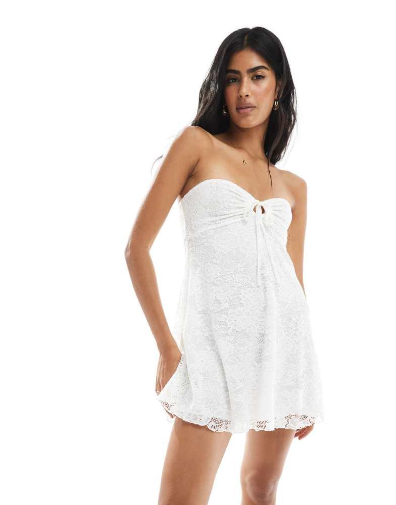 Miss Selfridge Miss Selfridge lace baby doll bandeau dress in white