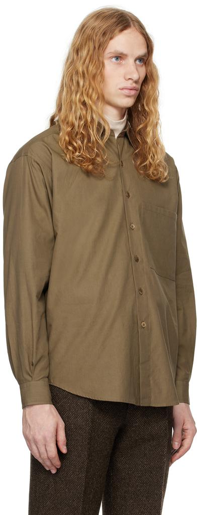 AURALEE Brown Washed Finx Twill Big Shirt