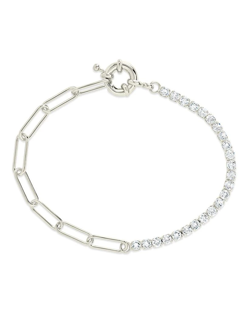 Sterling Forever CZ & Paperclip Chain Bracelet 1