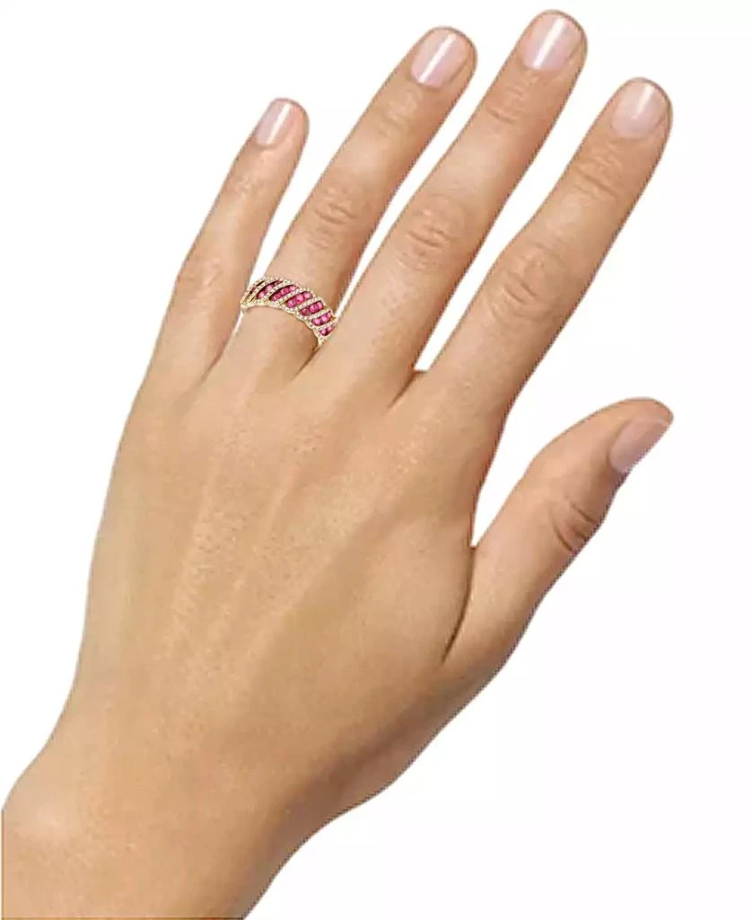Macy's Sapphire (1 ct. t.w.) & Diamond (1/3 ct. t.w.) Diagonal Cluster Ring in 14k Gold (Also in Ruby & Emerald) 2
