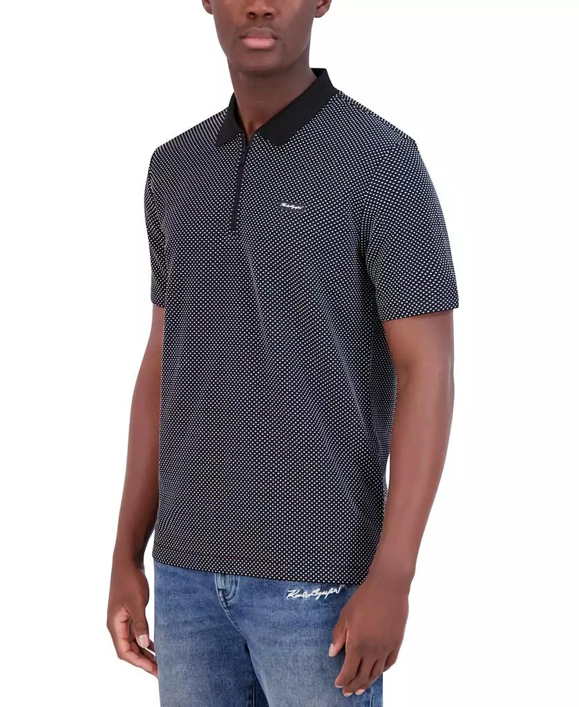 Karl Lagerfeld Paris Men's Logo Textured Zip Polo Shirt 3