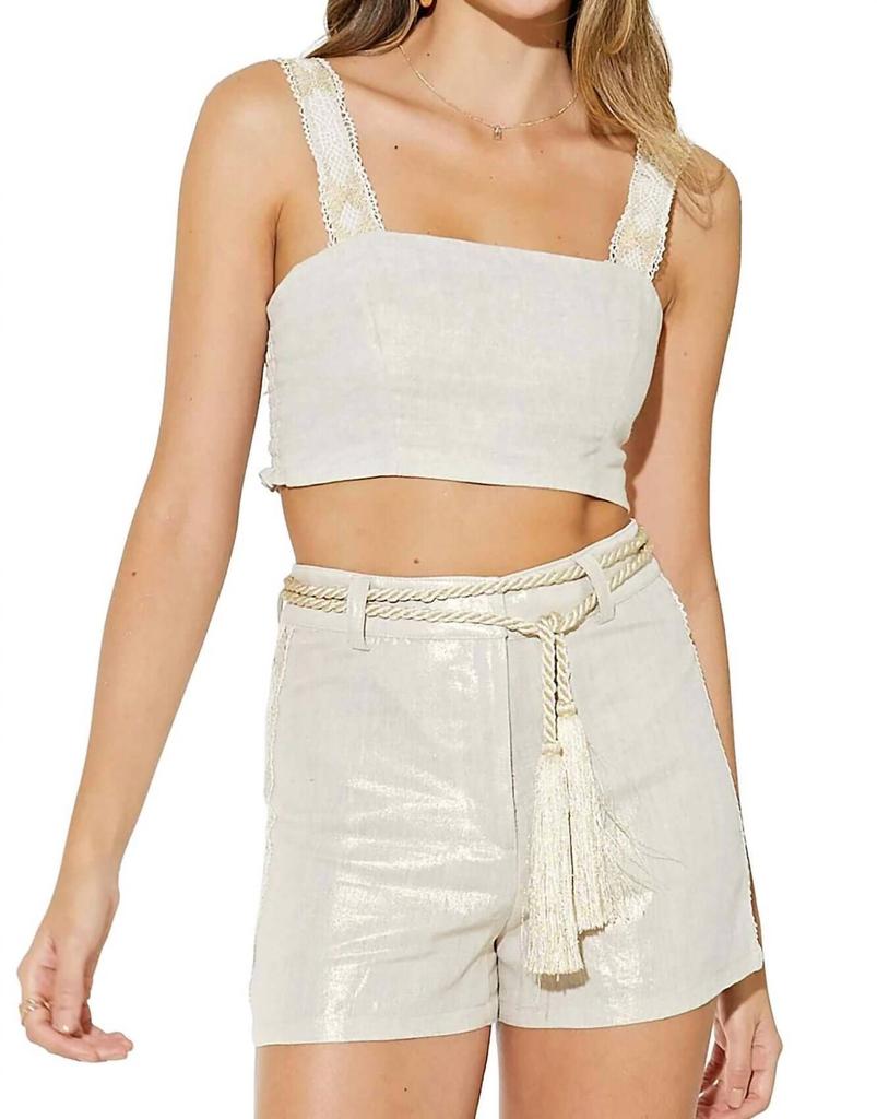 Waimari Marie Linen Top In Gold