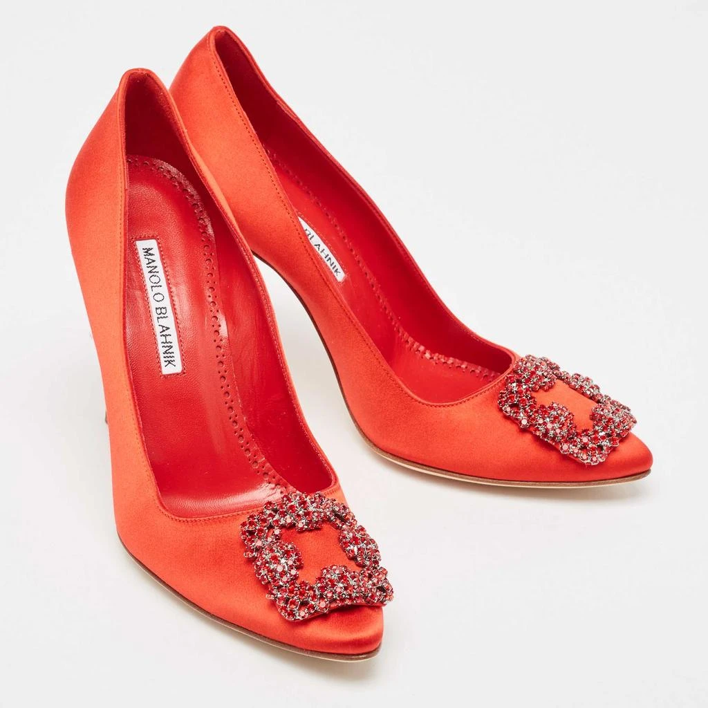 Manolo Blahnik Manolo Blahnik Red Satin Hangisi Pumps Size 38 4