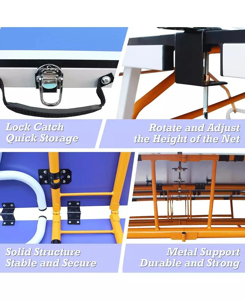 Streamdale Furniture Streamdale Midsize Foldable Table Tennis Table with Paddles and Balls 7