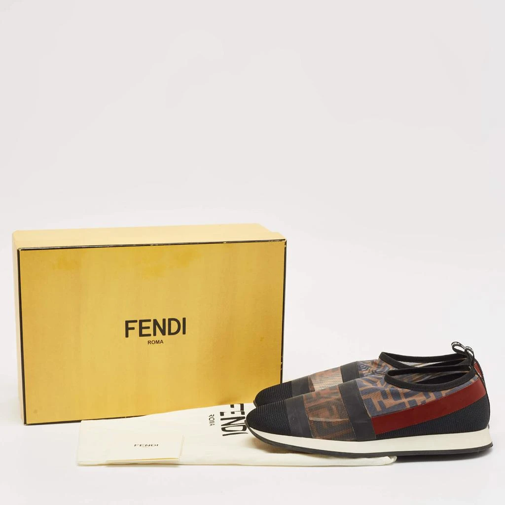 Fendi Fendi Multicolor Zucca Mesh And Leather Colibri Slip On Sneakers Size 39 9