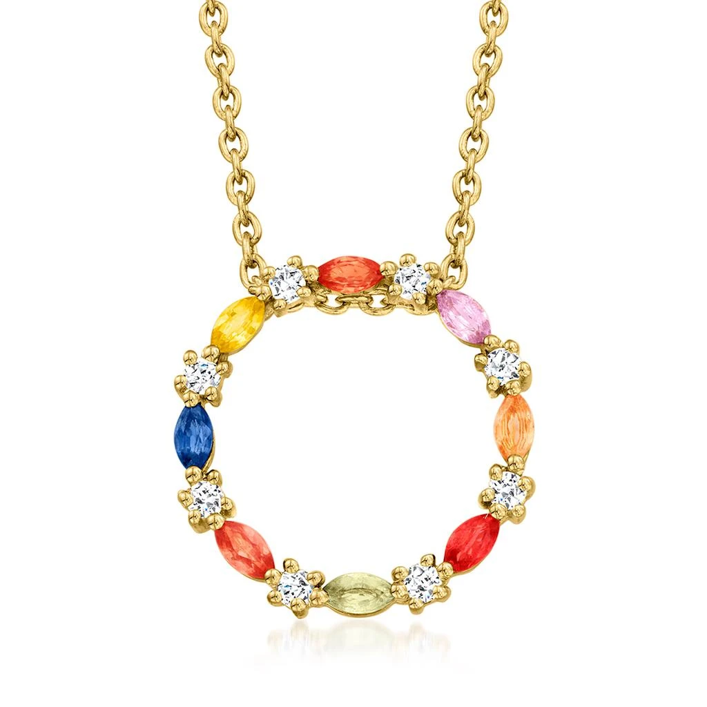 Ross-Simons Multicolored Sapphire and . White Zircon Circle Pendant Necklace in 18kt Gold Over Sterling 1