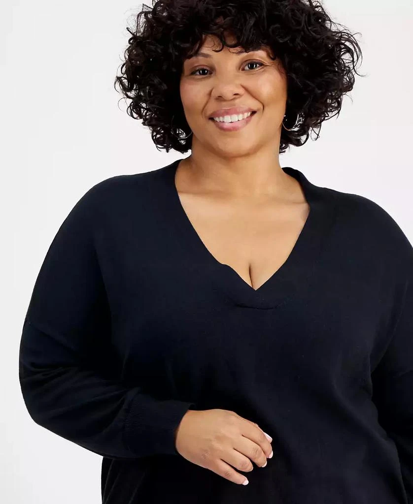 INC International Plus Size  V-Neck Step Hem Sweater, Created for Macy's 3