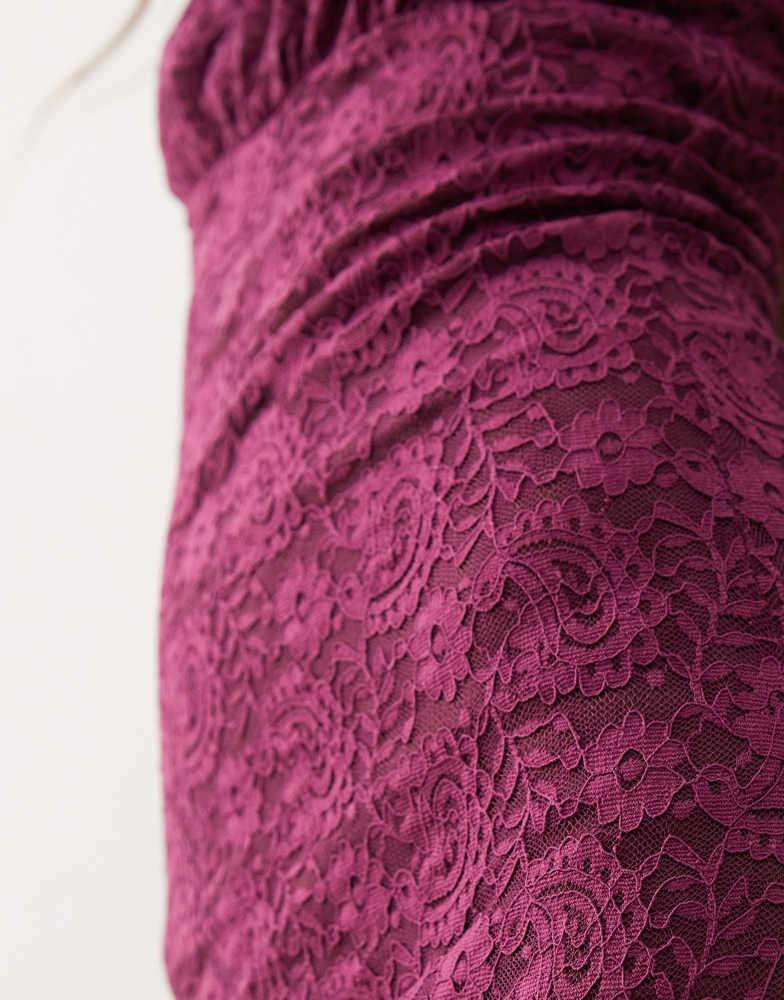 Motel Motel darsih paisley lace maxi cami dress in burgundy