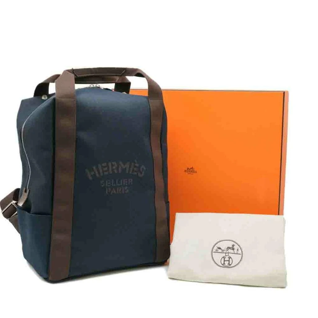 Hermes Navy Canvas Backpack (Pre-Owned) 1