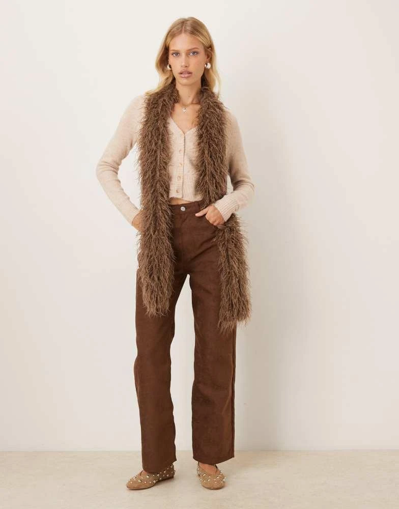 My Accessories My Accessories fluffy faux fur scarf in brown 3