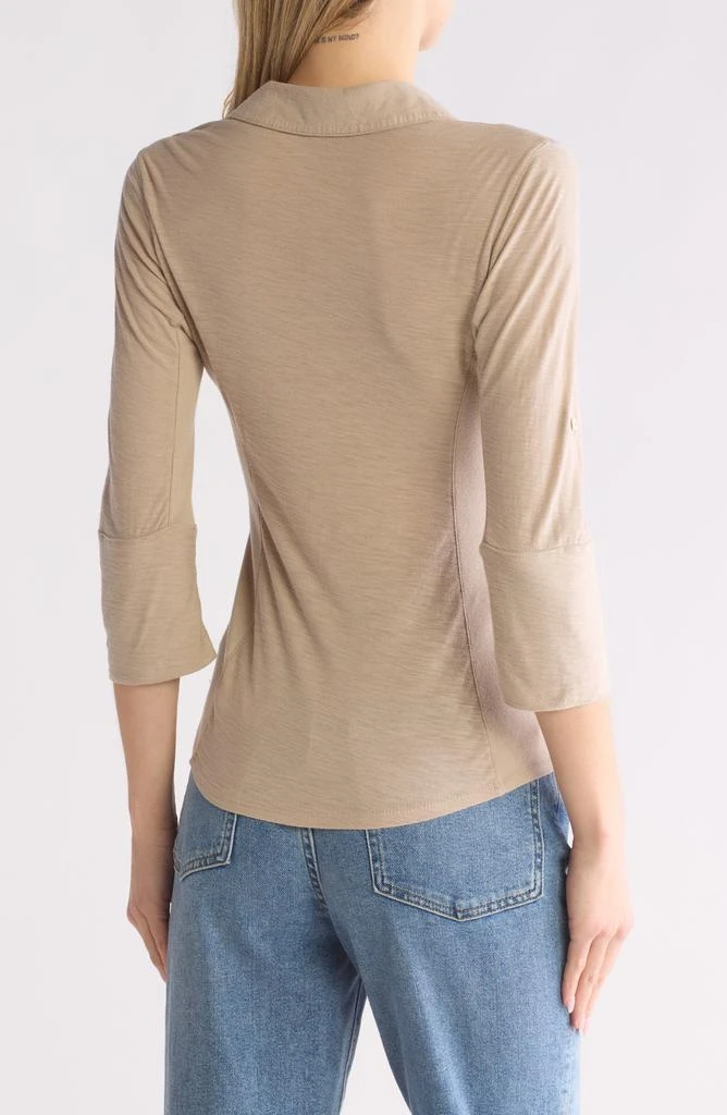 James Perse Cotton V-Neck Button-Up Shirt 2