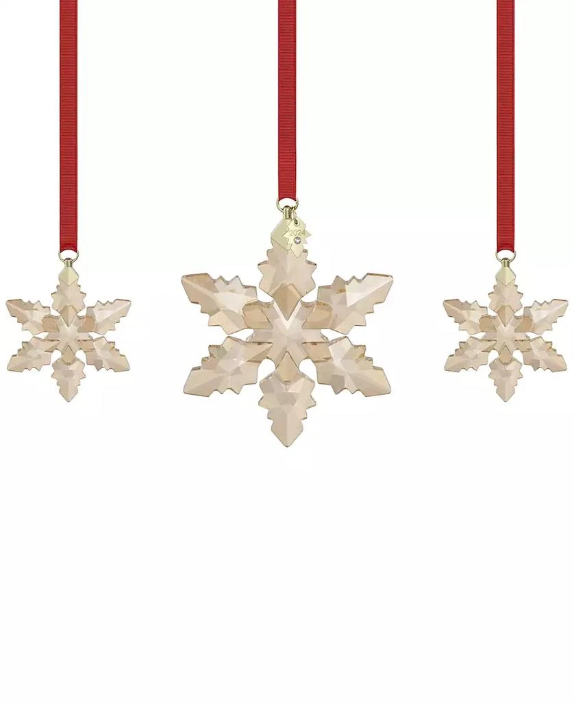 Swarovski 3-Pc. 2024 Gold-Tone Accent Crystal Snowflake Ornaments 1
