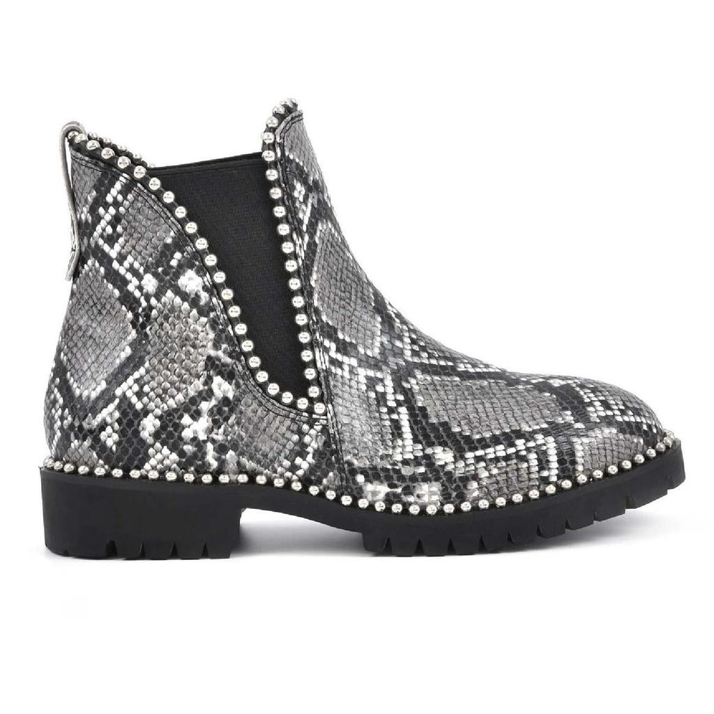 Seven Dials South End Womens Faux Leather Embellished Ankle Boots