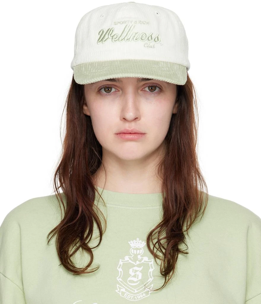 Sporty & Rich Off-White & Green Draft Corduroy Cap 1