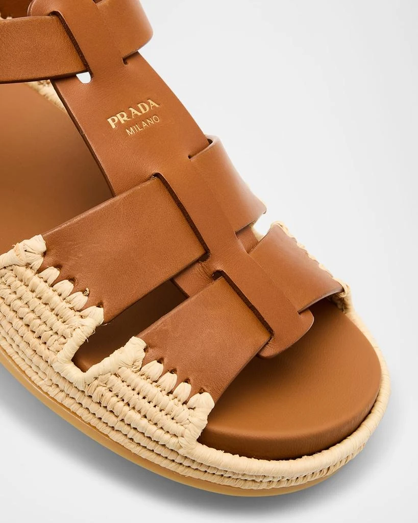 Prada Leather Fisherman Espadrille Sandals 6