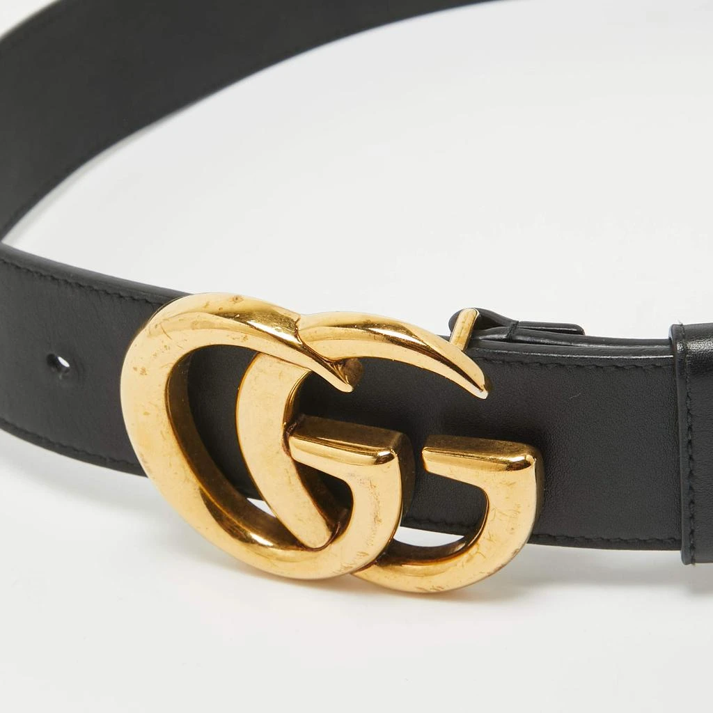 Gucci Gucci Black Leather GG Marmont Buckle Belt 70CM 2