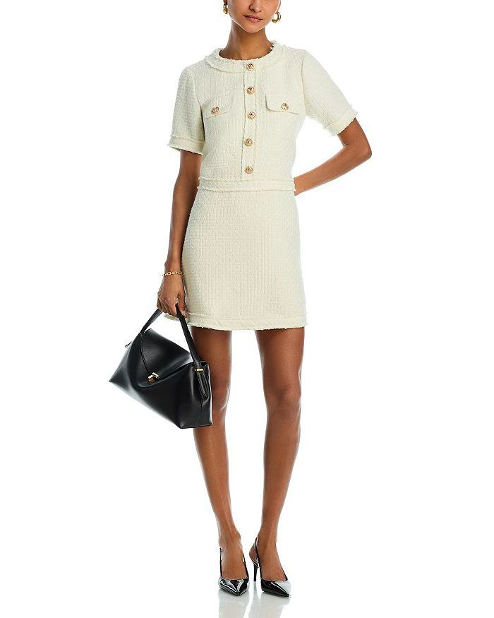 AQUA Tweed Short Sleeve Mini Dress - Exclusive 3