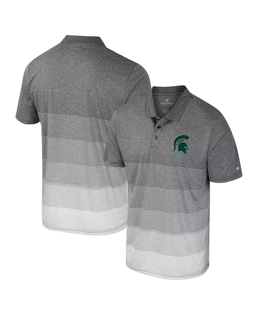 Colosseum Men's Gray Michigan State Spartans Striped Mesh Polo Shirt