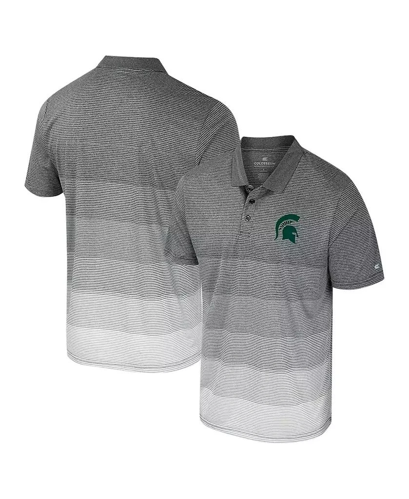 Colosseum Men's Gray Michigan State Spartans Striped Mesh Polo Shirt 1