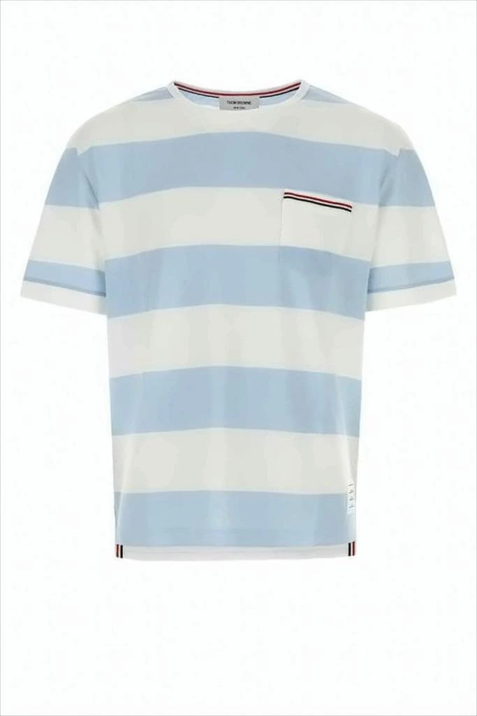 Thom Browne Light Blue Striped Short-Sleeved T-Shirt