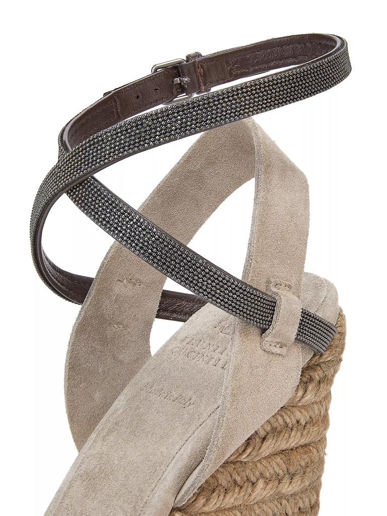 Brunello Cucinelli 80MM Monili-Embellished Suede Espadrille