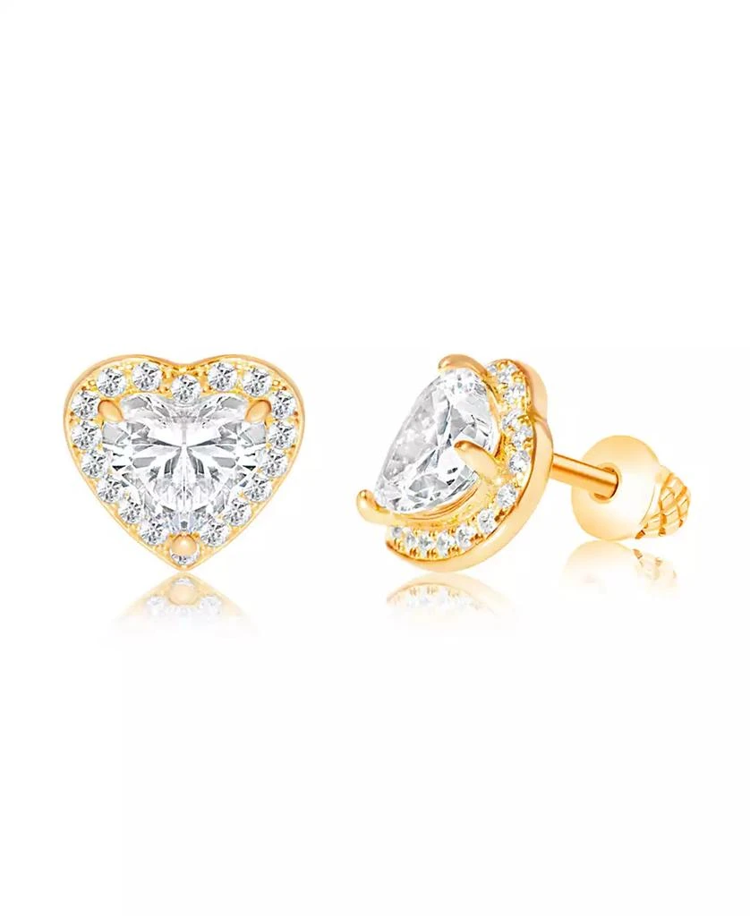 Chanteur Girls /Girl/Heart White Crystal Yellow Gold Brass Screwstud Earring