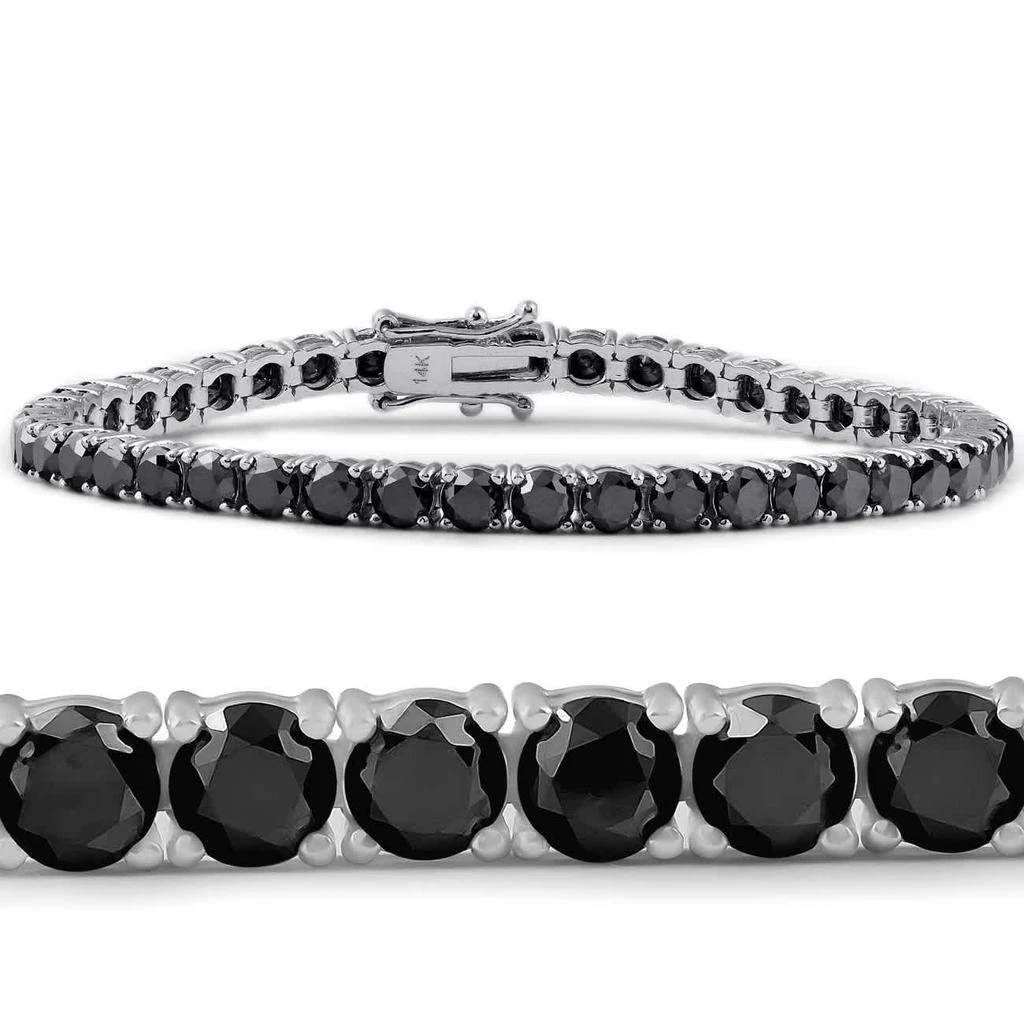Pompeii3 14k White Gold Black Diamond Round-Cut Tennis Bracelet 11 1/2Ct 7"