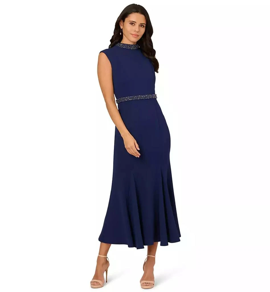 Adrianna Papell Petites Mock-Neck Crepe Midi Dress 3