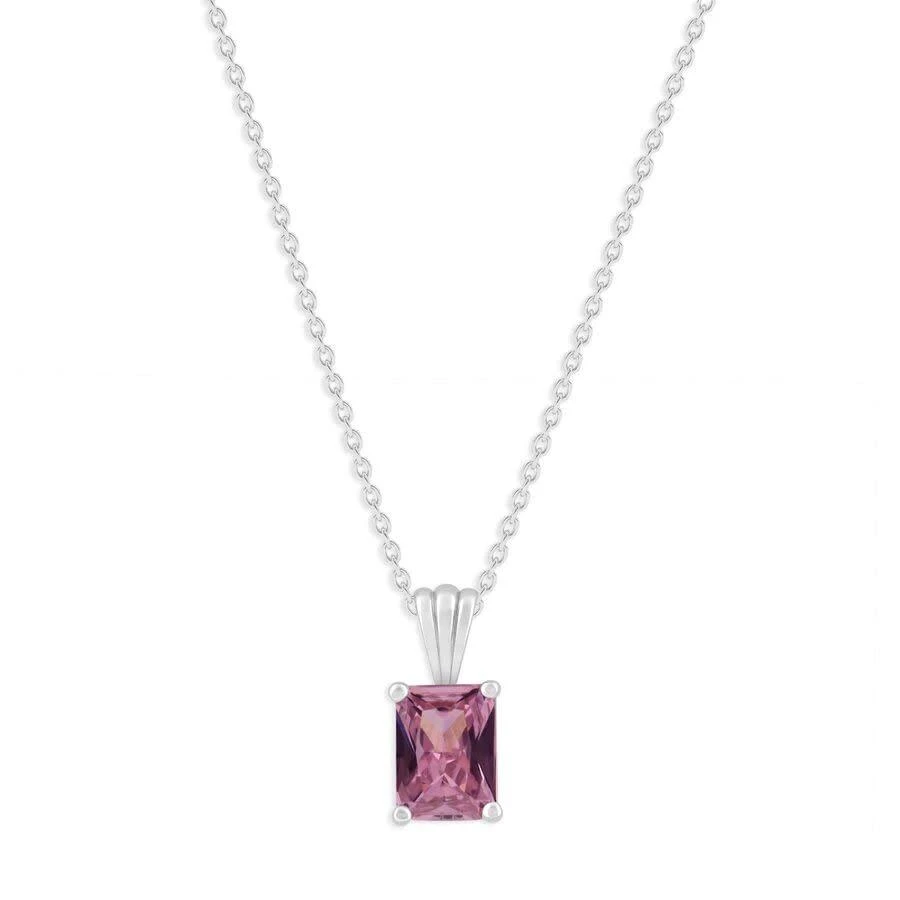 Belacqua Tourmaline October Birthstone Emerald Pendant Necklace in Sterling Silver