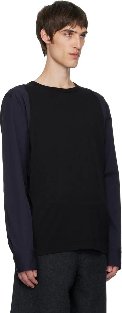 Dries Van Noten Black 
Navy Contrast Sleeves T-shirt 2