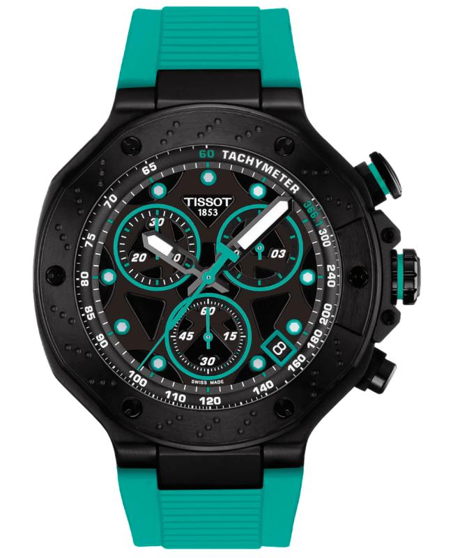 Tissot Tissot T-Race Chronograph Black Dial Green Rubber Strap Men's Watch T141.417.37.051.01