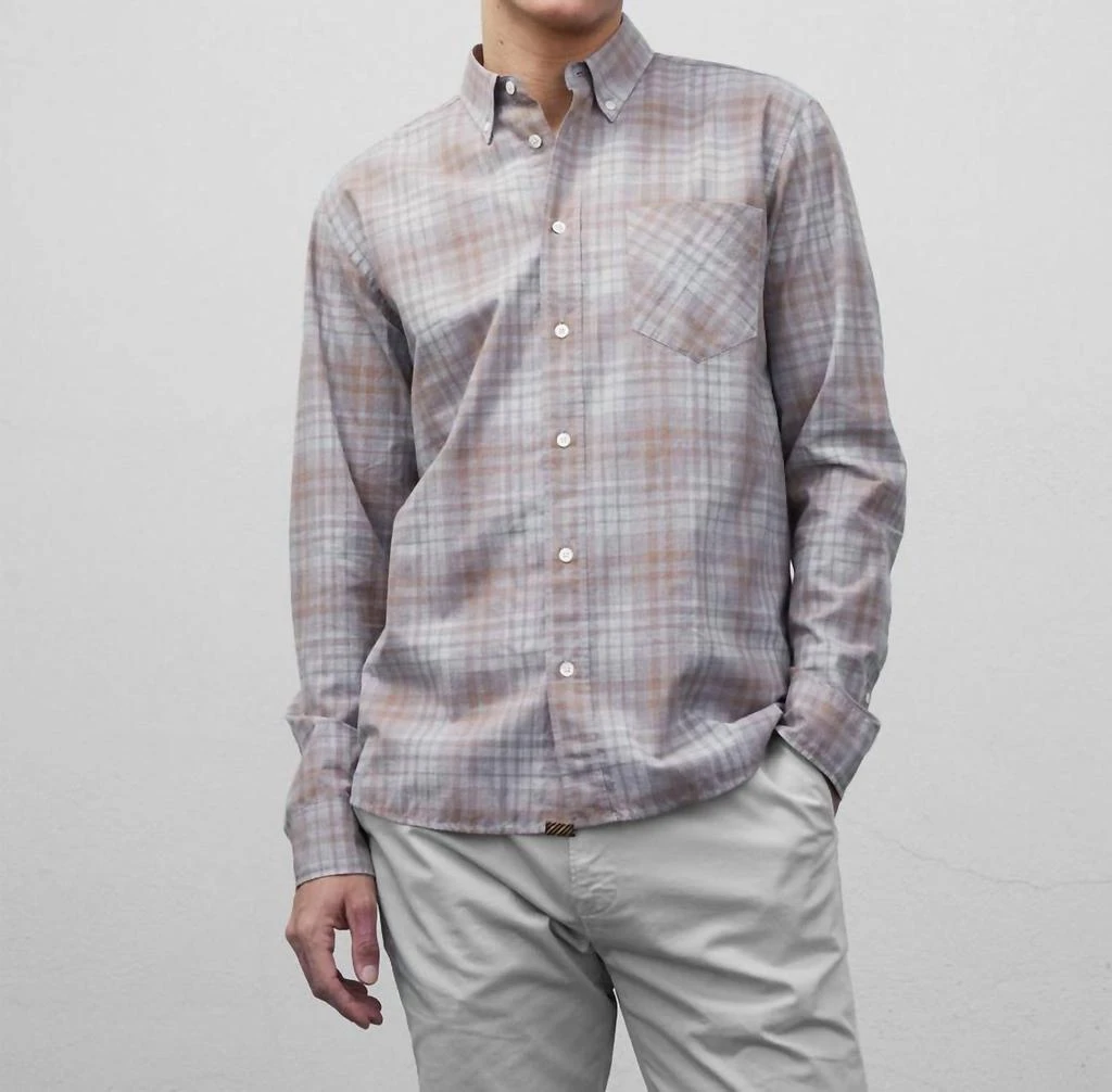Billy Reid Tuscumbia Shirt In Grey/tan 1