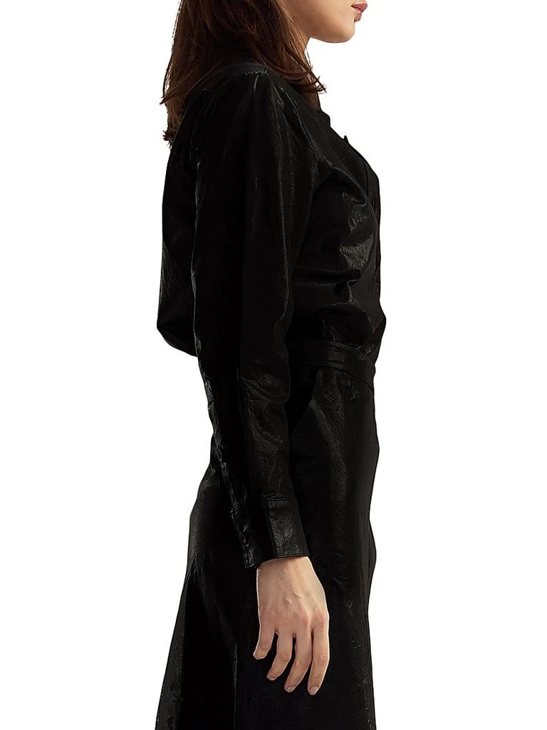 Cynthia Rowley Leather Button-Front Shirt 2