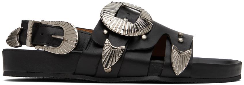 Toga Pulla SSENSE Exclusive Black Leather Sandals