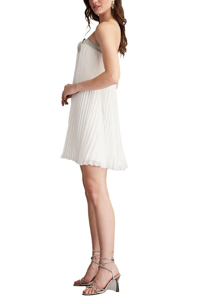 pleated trapeze mini dress ASOS DESIGN Tall high neck pleated trapeze mini dress in pale pink