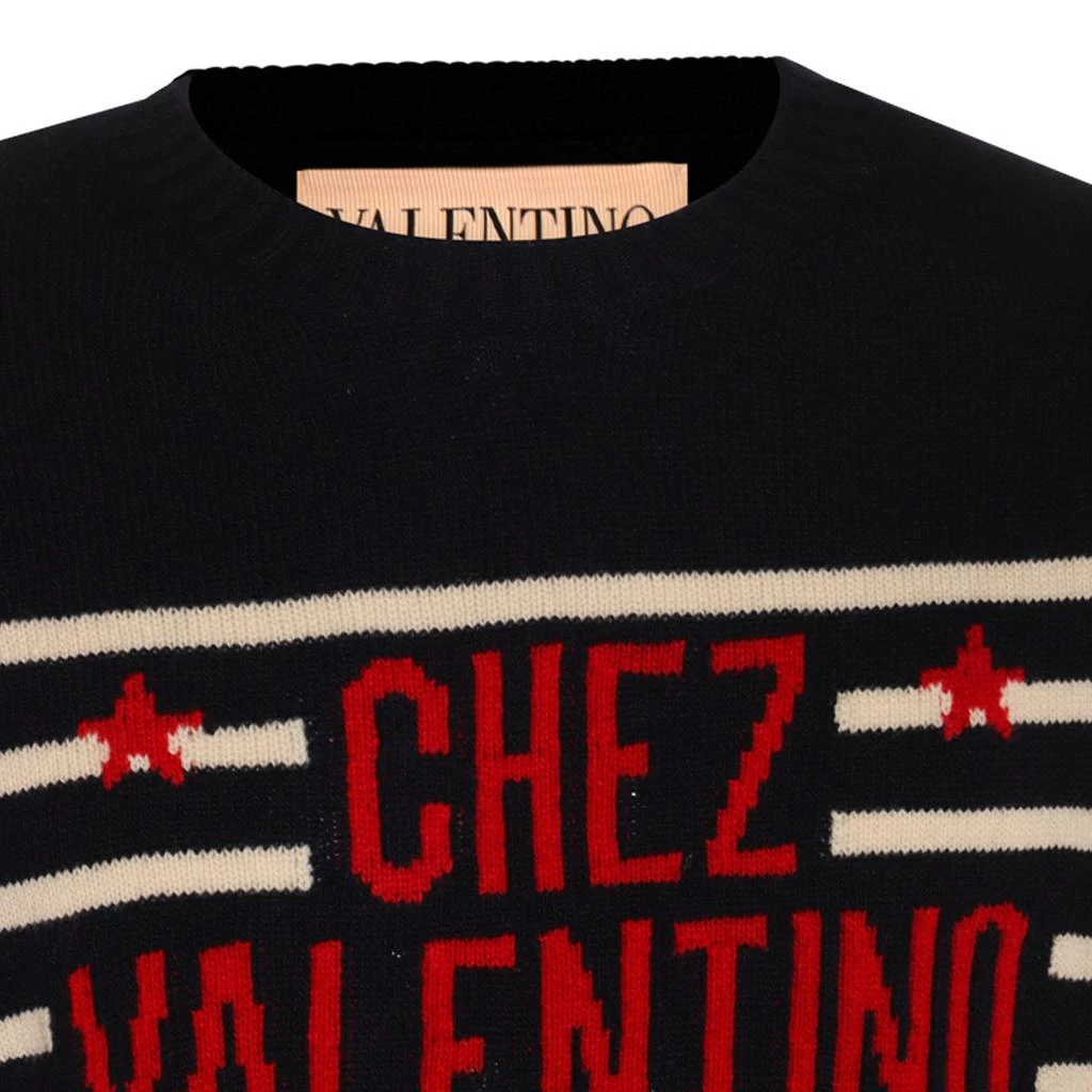 Valentino Valentino Striped Logo Detailed Crewneck Jumper 3