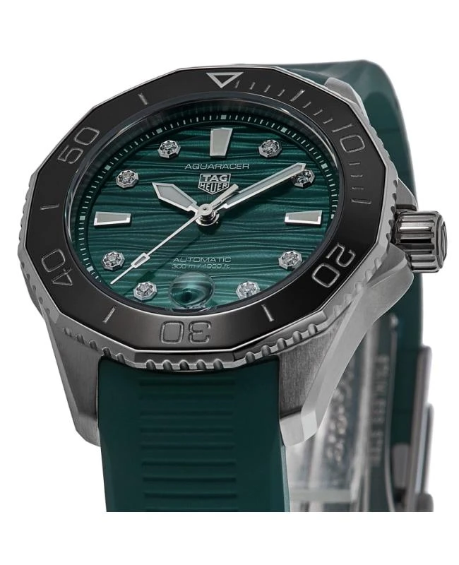Tag Heuer Tag Heuer Aquaracer Professional 300 Date Green Diamond Dial Rubber Strap Women's Watch WBP231G.FT6226 2