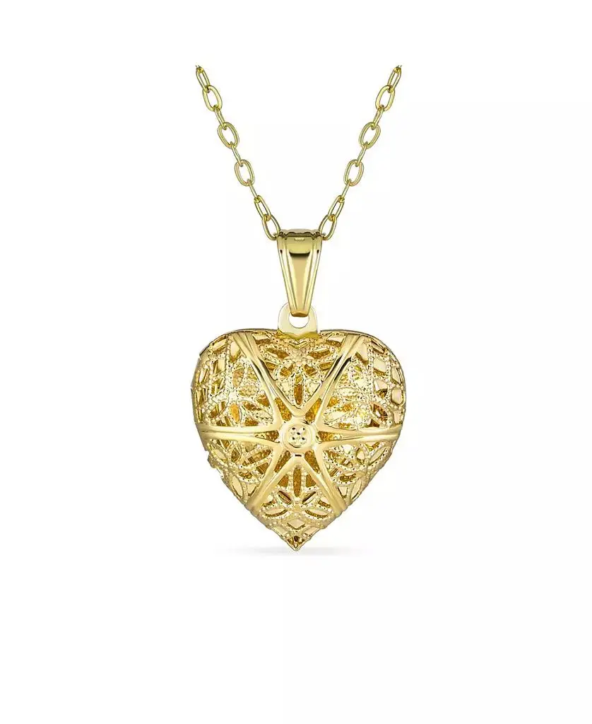 Bling Jewelry Filigree Star Heart Shape Aromatherapy Essential Oil Perfume Diffuser Locket Necklace 18K Gold Plated