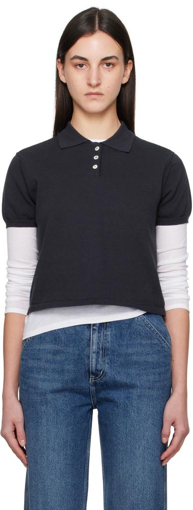 Nothing Written Navy Cotton Knit Polo