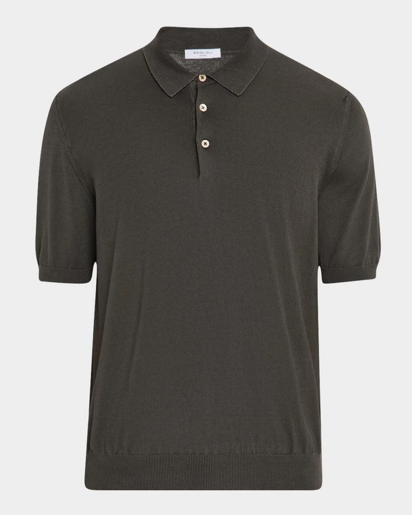 BOGLIOLI Men's Garment-Washed Cotton Polo Shirt 1