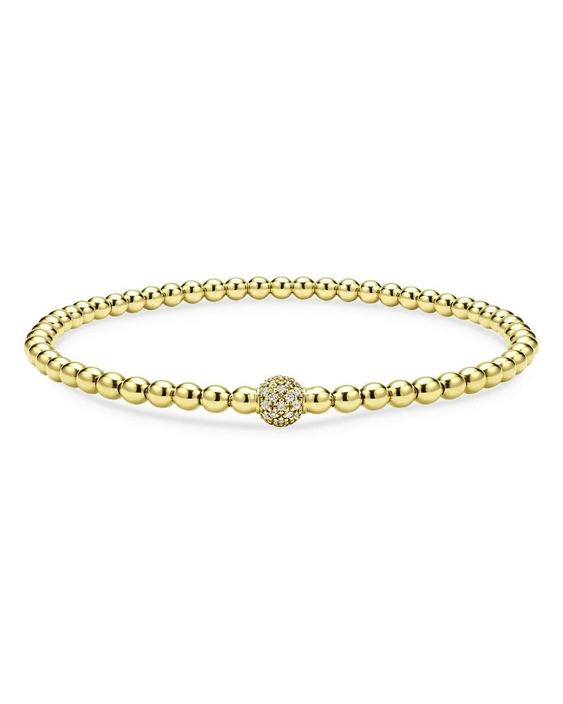 LAGOS 18K Yellow Gold Caviar Diamond Pavé Ball Stretch Bracelet 1
