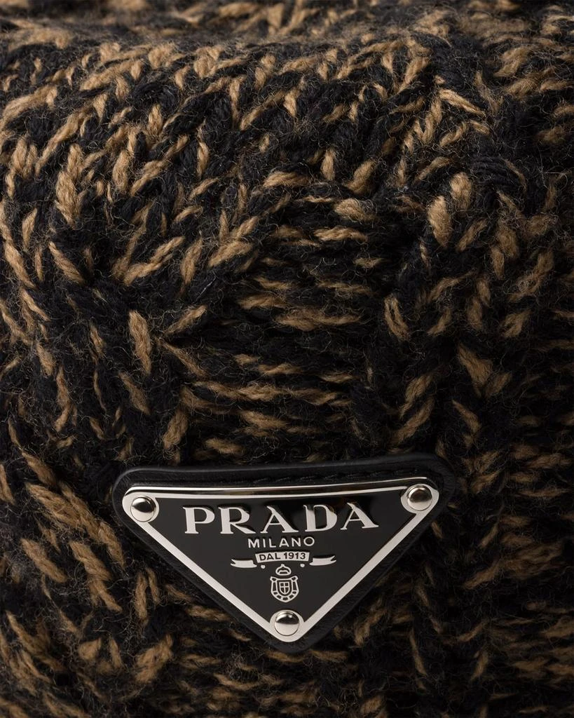 Prada Men's Melange Wool Cable-Knit  Bucket Hat 3