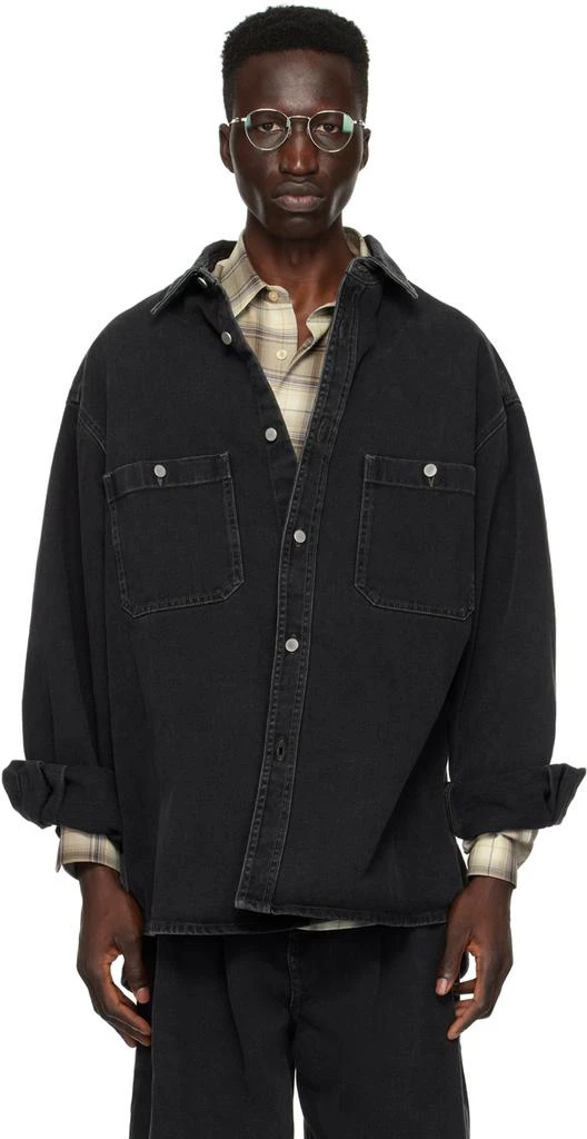 Hed Mayner Black Patch Pocket Denim Shirt 1