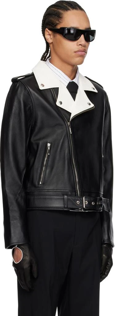 Ernest W. Baker Black 
White Perfecto Leather Jacket 2