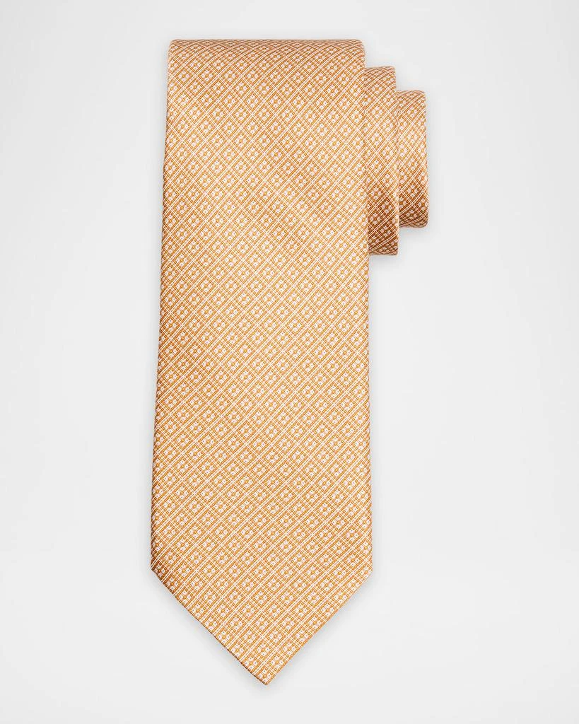Stefano Ricci Men
s Dotted Grid Check Silk Tie