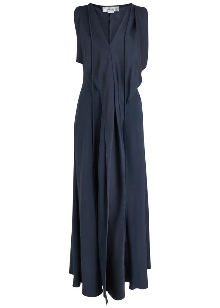 knee length dresses for ladies Drape Midi Dress In Moss – Victoria Beckham UK main image 0
