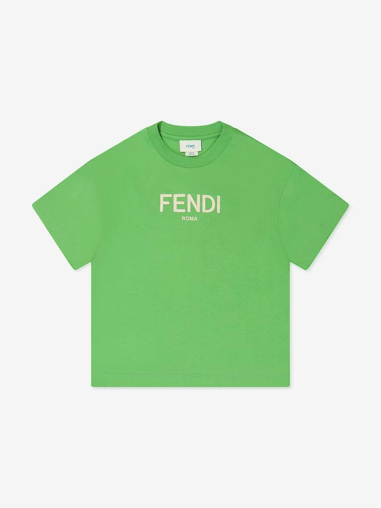 Fendi Kids Fendi Kids Logo T-Shirt in Green 1