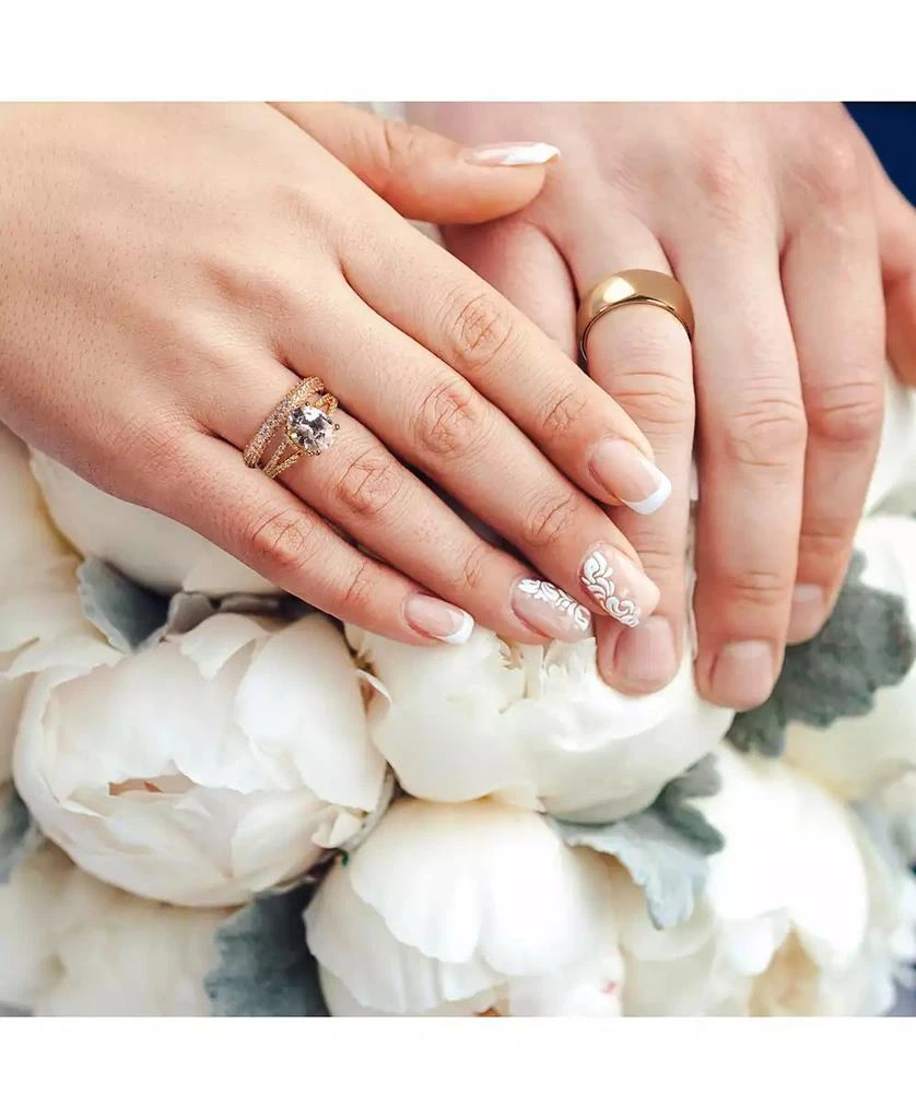 Bling Jewelry 2-Pc. Sterling Silver CZ Promise Rings in Silver or Rose Gold with Cushion-Cut Solitaire
Pave Band 4