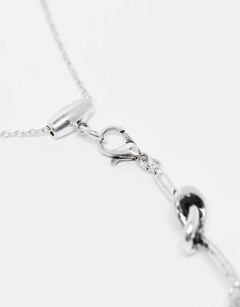 Reclaimed Vintage Reclaimed Vintage unisex knot link chain necklace in silver 3
