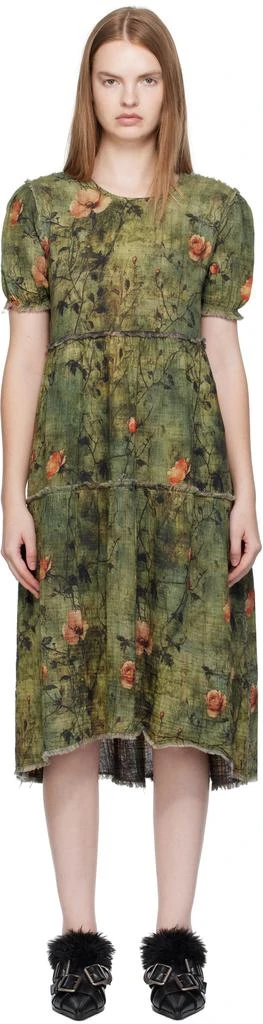 R13 Green Shredded Relaxed Reversible Midi Dress 1